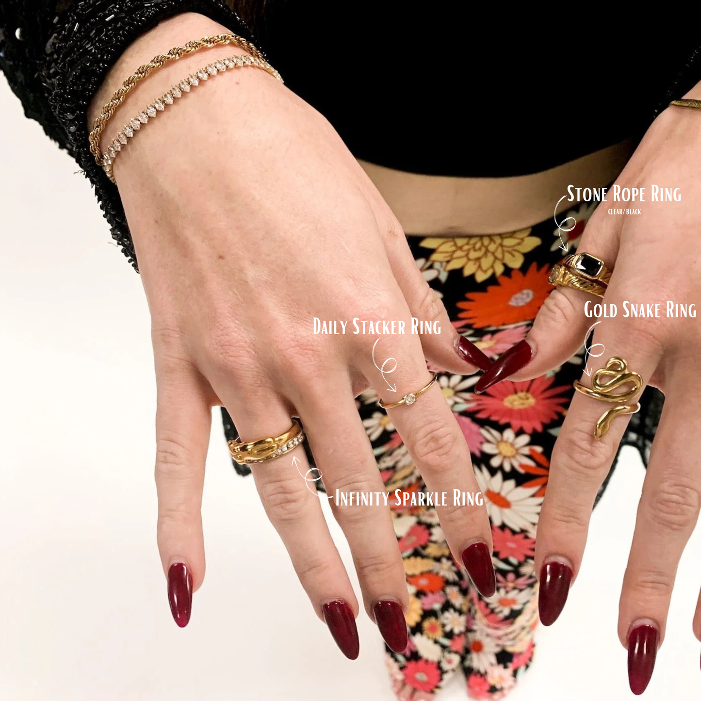 DRIP JEWELRY RINGS Stone Rope Ring 3 color options (size 6-8)