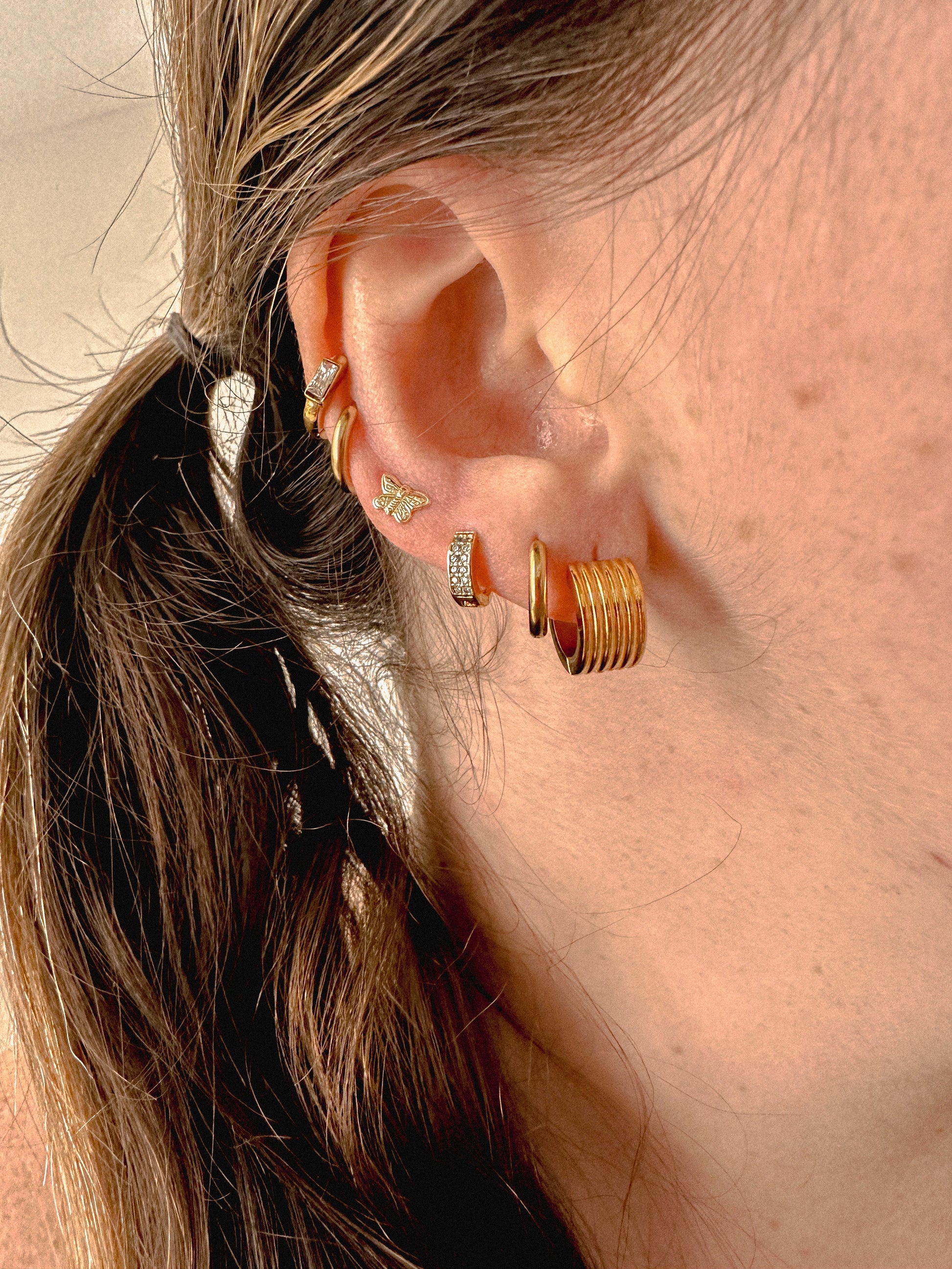 DRIP JEWELRY tiny baguette huggies