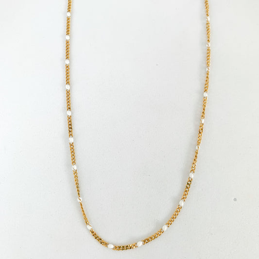 DRIP JEWELRY Curb and White Enamel Necklace