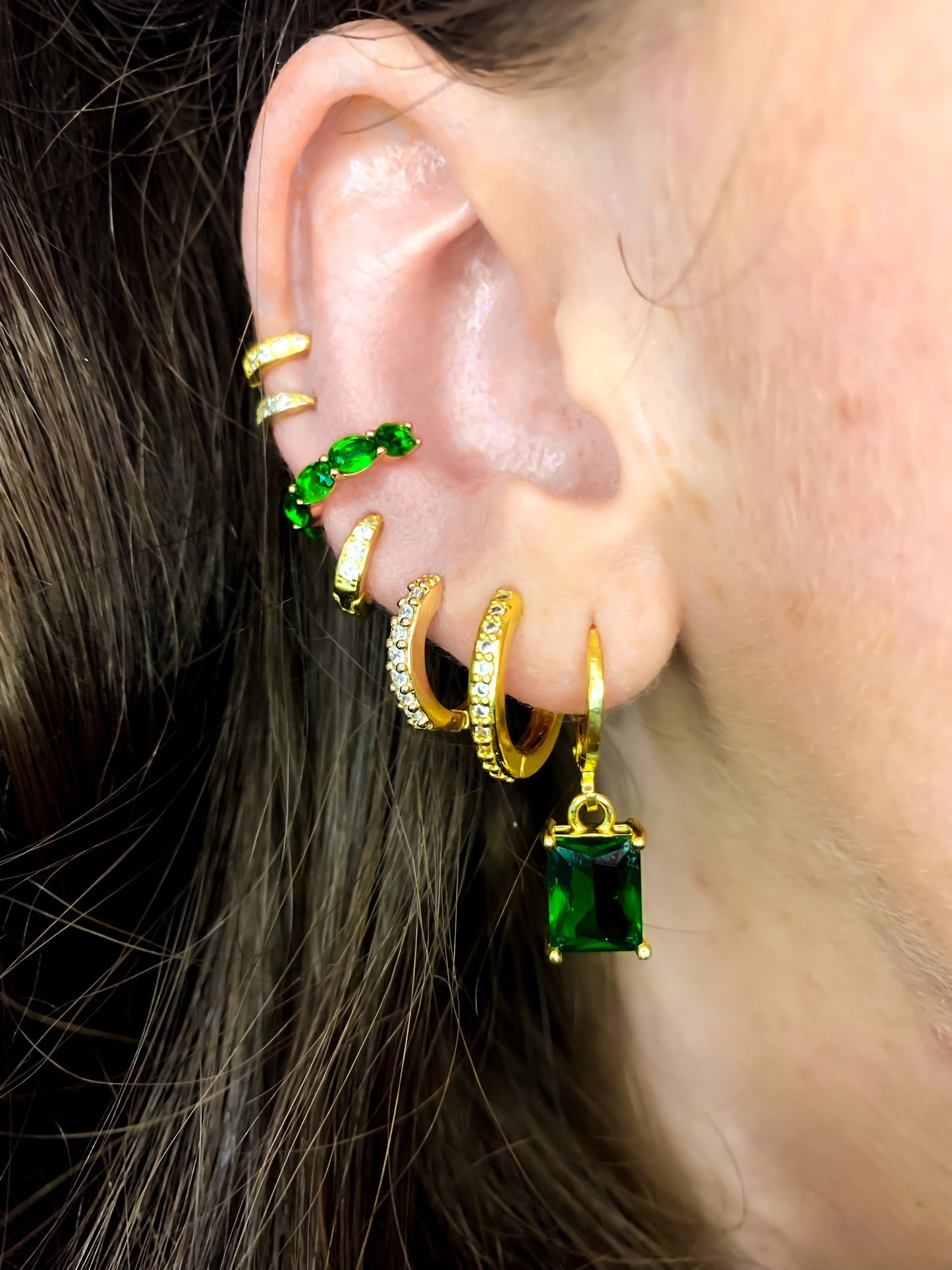 DRIP JEWELRY Earrings Emerald Green rec drop earrings : more color options!