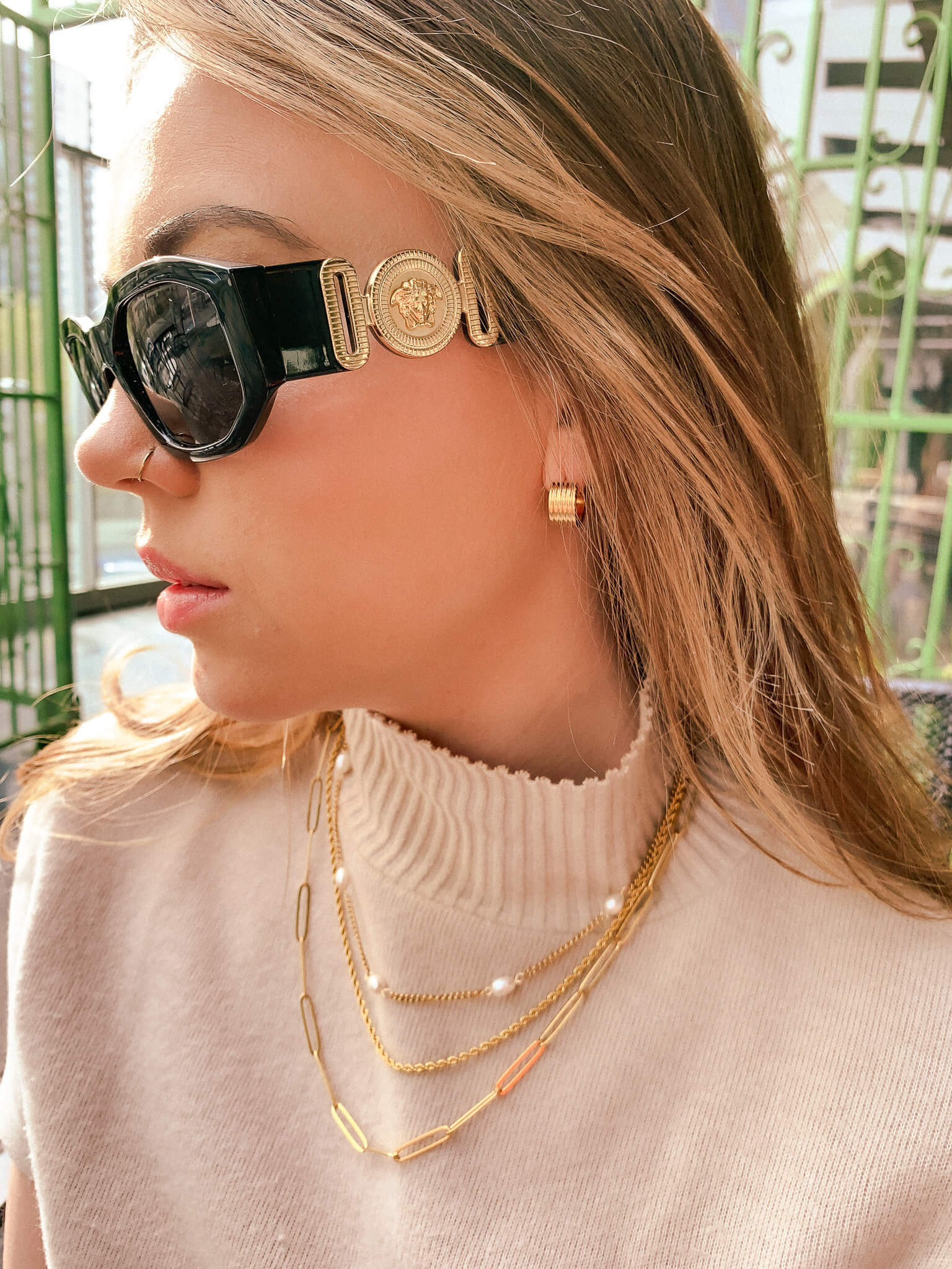 DRIP JEWELRY NECKLACES Curb Pearl Station Necklace