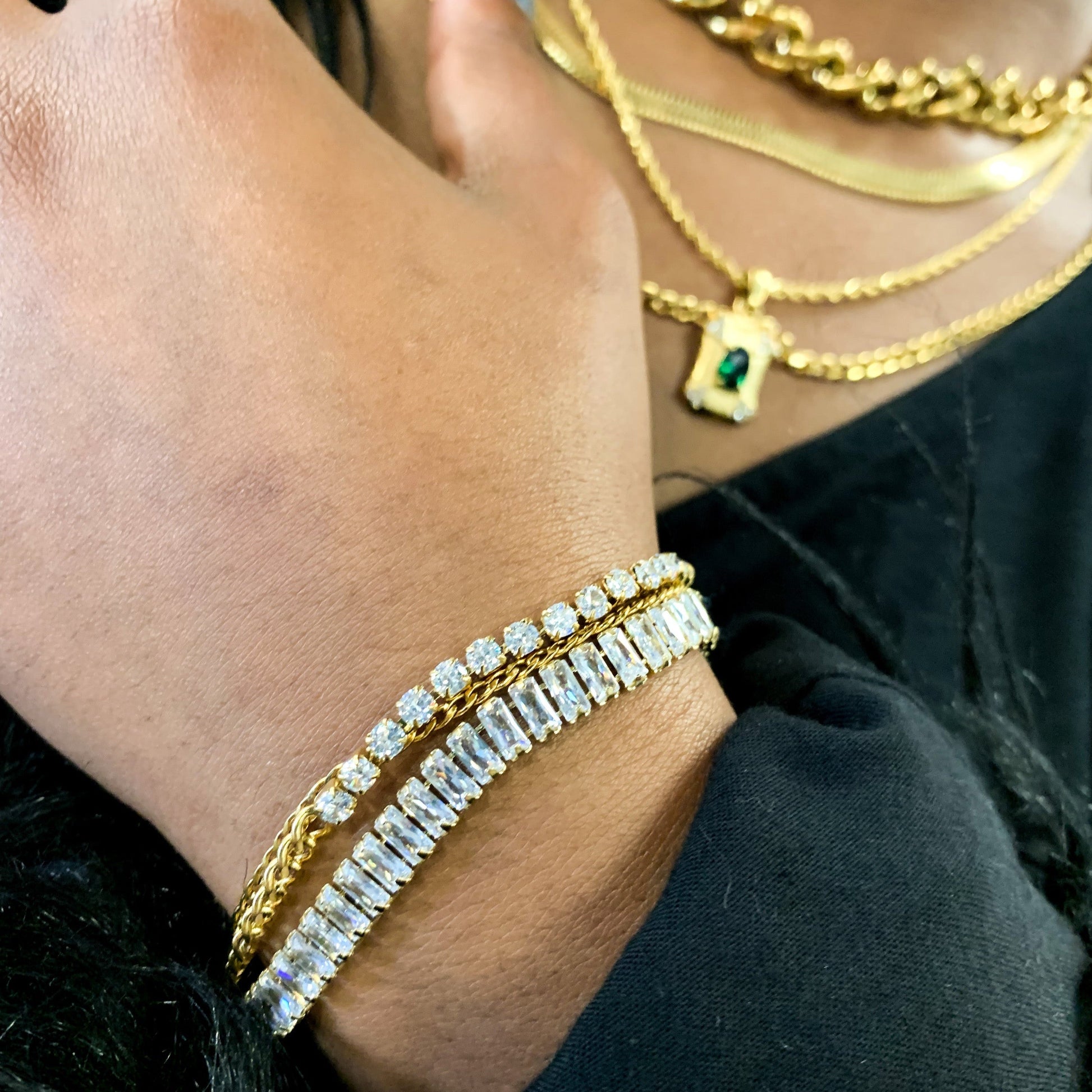 DRIP JEWELRY Tennis Baguette Bracelet (adjustable)