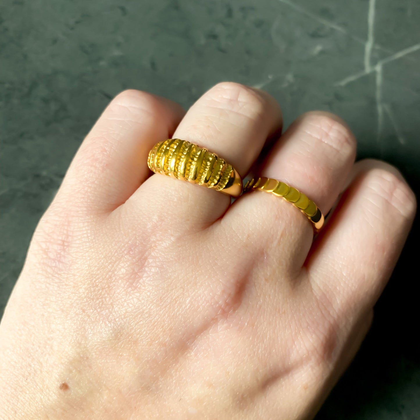 DRIP JEWELRY Textured Croissant Ring